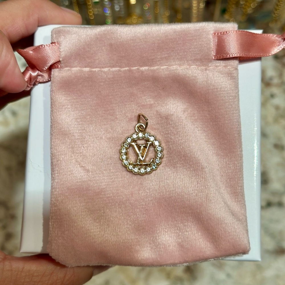 LV Gold and Crystal Charm